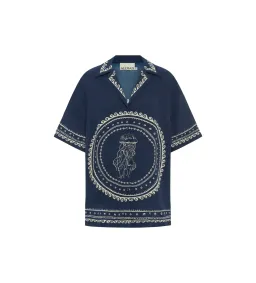 Alemais Oceane Silk Shirt and Pant Set Navy Print Size AU 8 for rent on The Volte - image 7