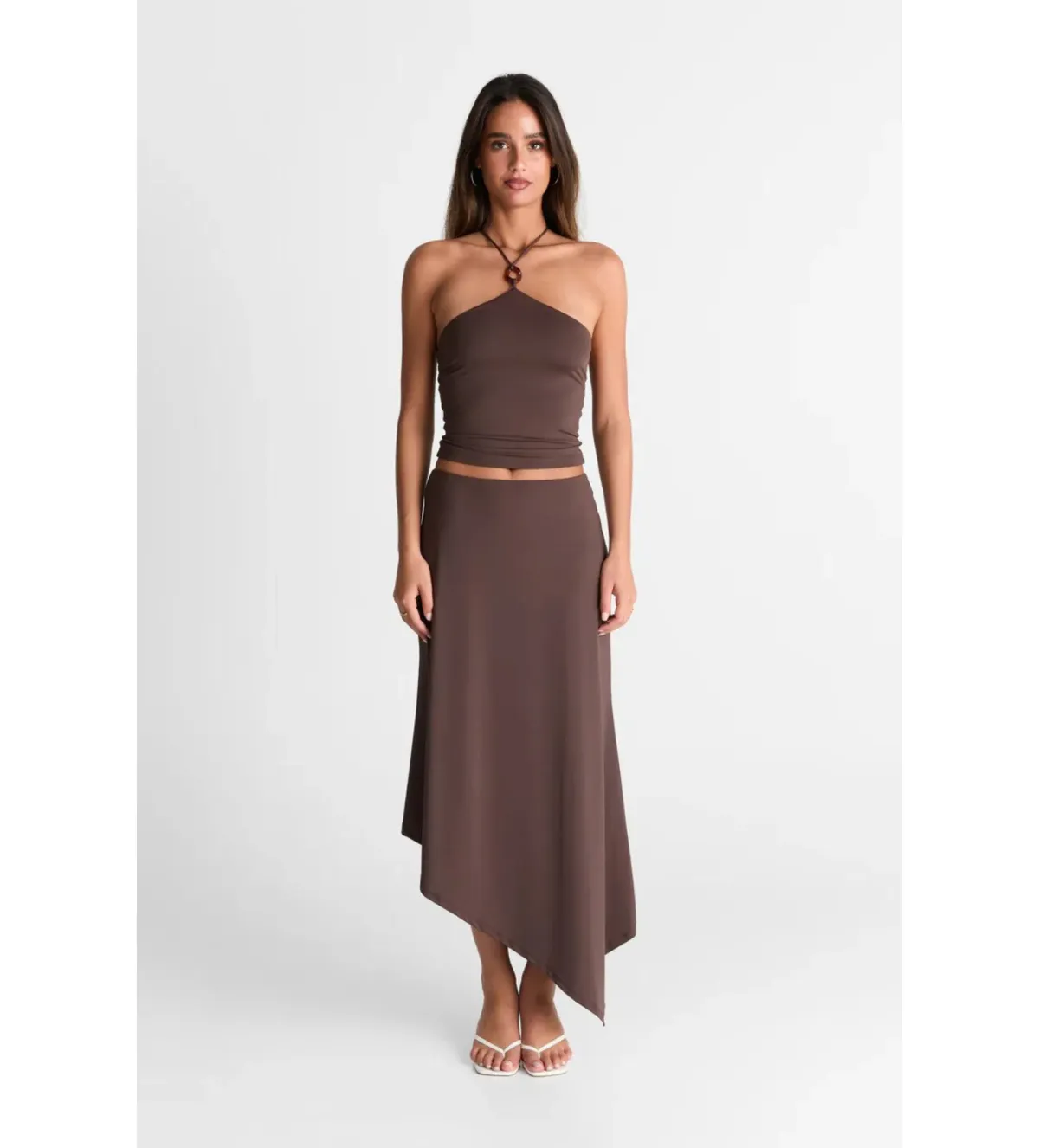 Sasha Therese Lyra Tank and Maxi Skirt Set Chocolate Size AU 8 for rent on The Volte - main image