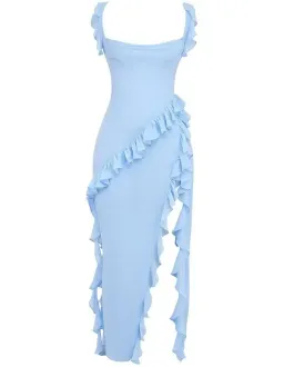 House of CB Ariela Soft Blue Ruffle Maxi Dress Blue Size L / Size AU 12 for rent on The Volte - image 6