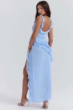 House of CB Ariela Soft Blue Ruffle Maxi Dress Blue Size L / Size AU 12 for rent on The Volte - image 4