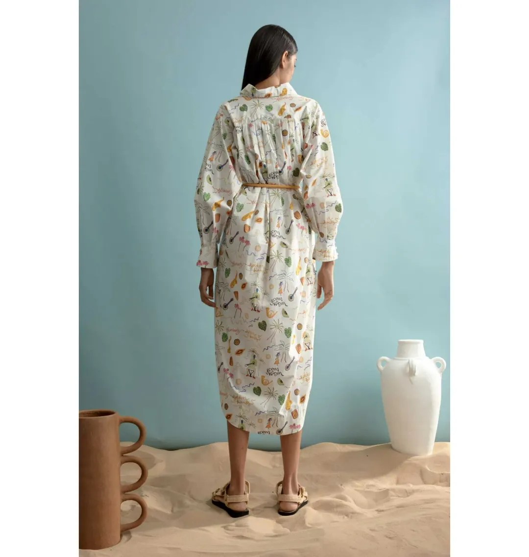 Alemais Golden Hands Shirt Dress Multi Size AU 8 for rent on The Volte - main image