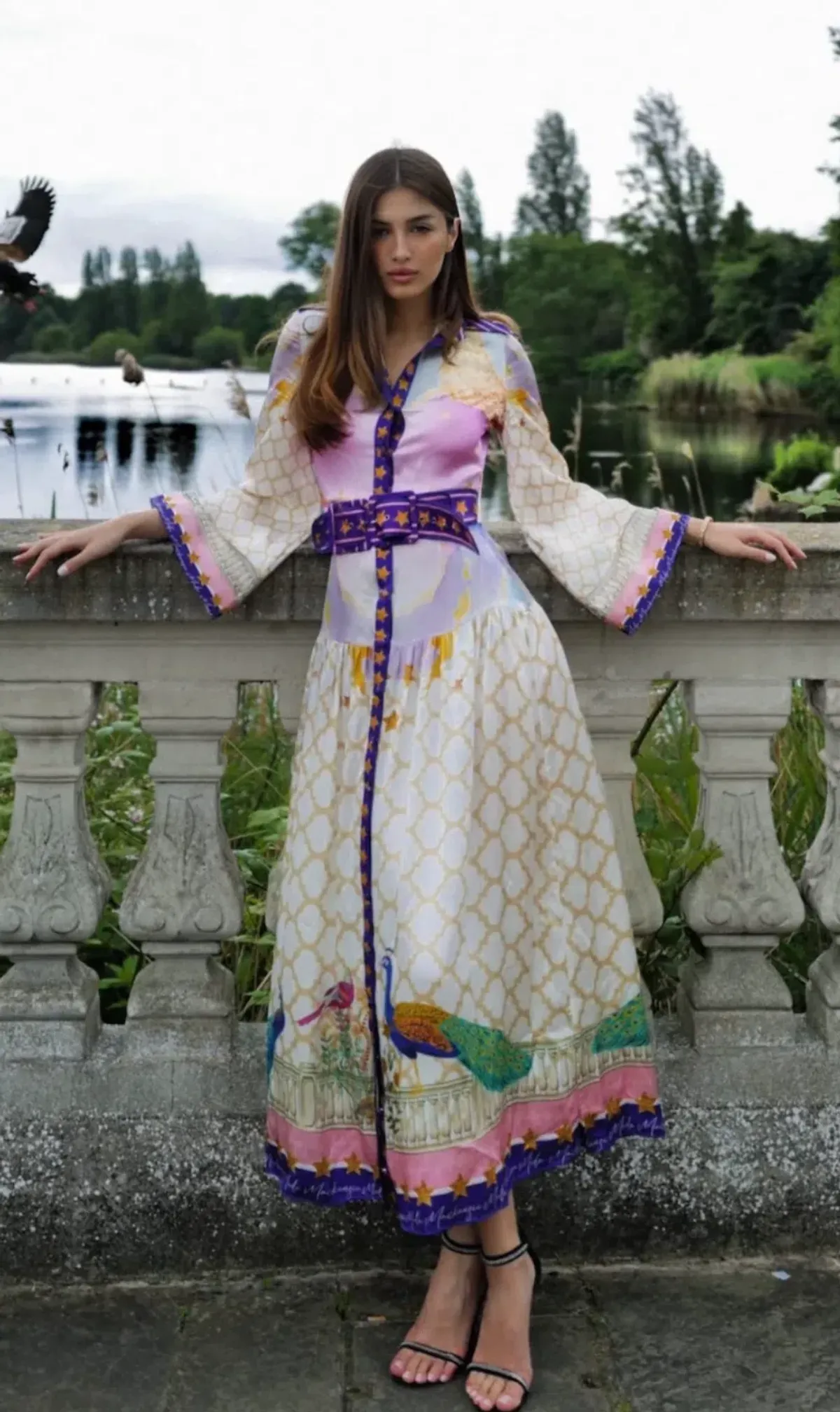 Mackenzie Mode Moonlight Silk Maxi Dress Print Size AU 16 - Image 3