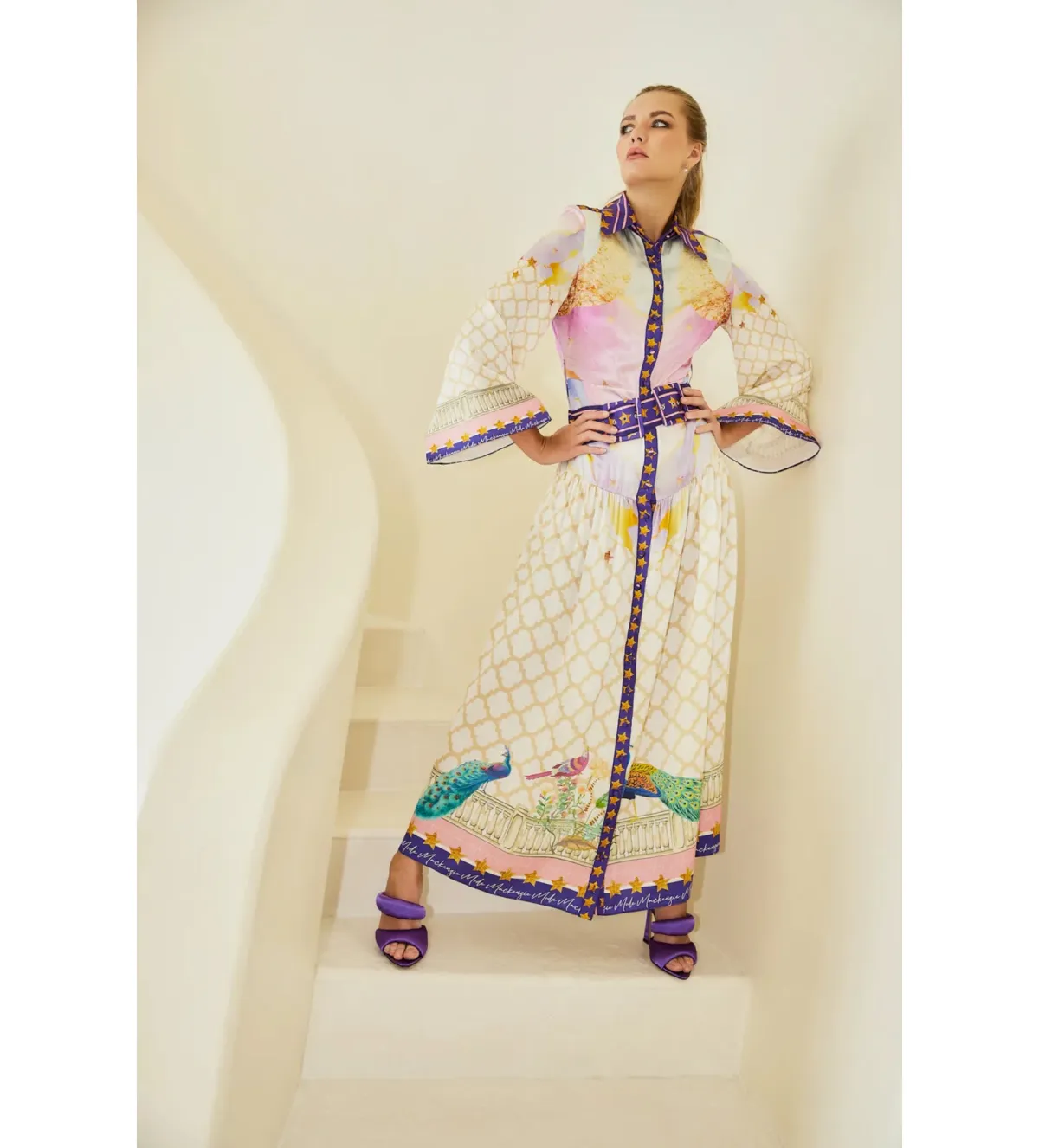 Mackenzie Mode Moonlight Silk Maxi Dress Print Size AU 16 - Image 1