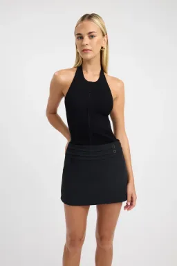Kookai Ariel Bra Top and Double Belt Mini Skirt Set Black Size 8 for rent on The Volte - image 1