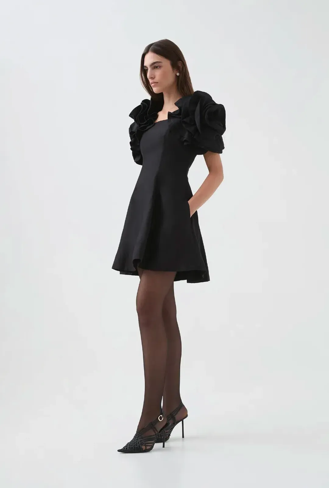 Aje Twyla Mini Dress in Black Size AU 8 for rent on The Volte - main image