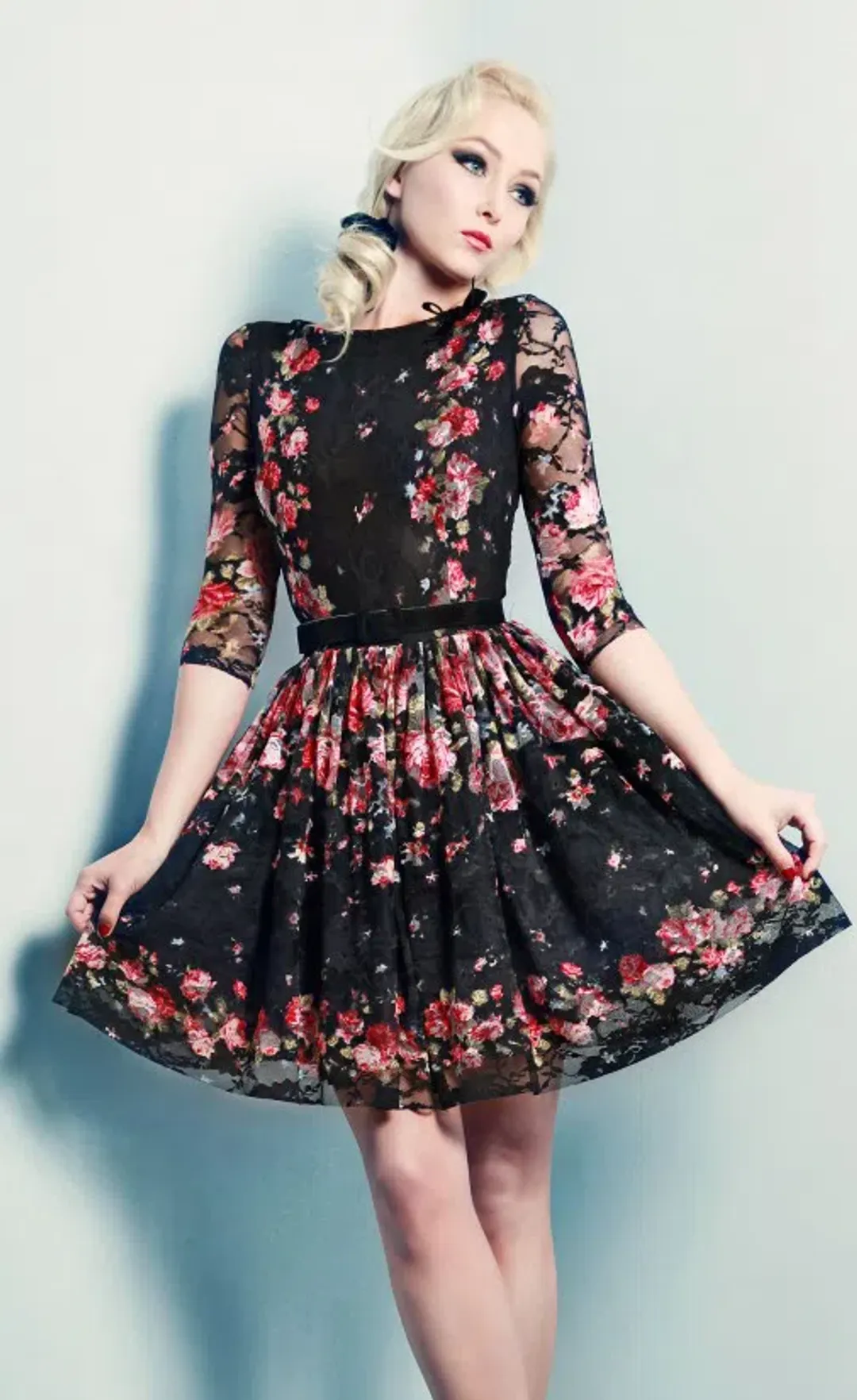 Wheels & Dollbaby French Holiday Floral Lace Dress in Black Size AU 10 / M for rent on The Volte - main image