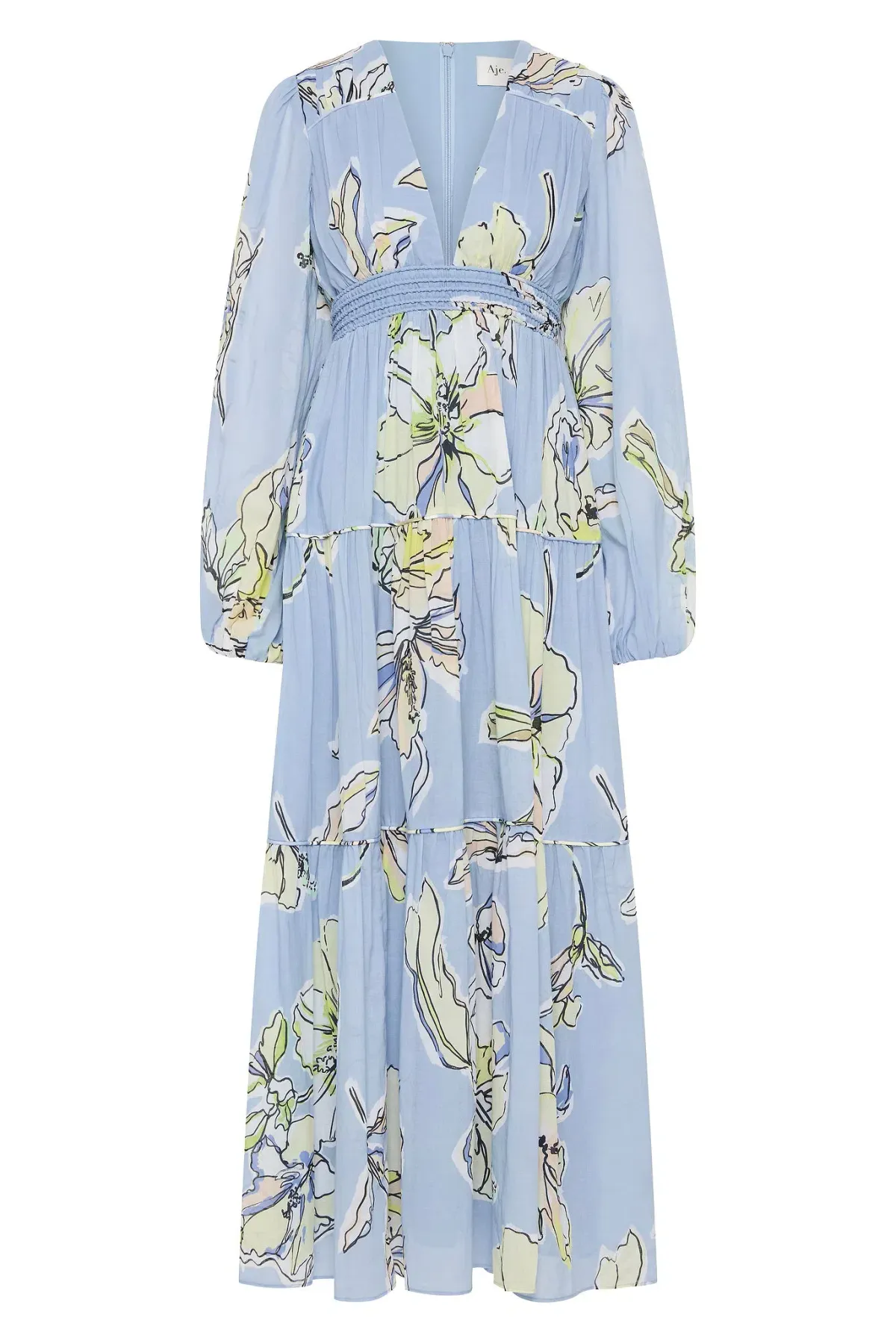 Aje Romantica Voile Maxi Dress Blue Hibiscus Size 16 - Image 6