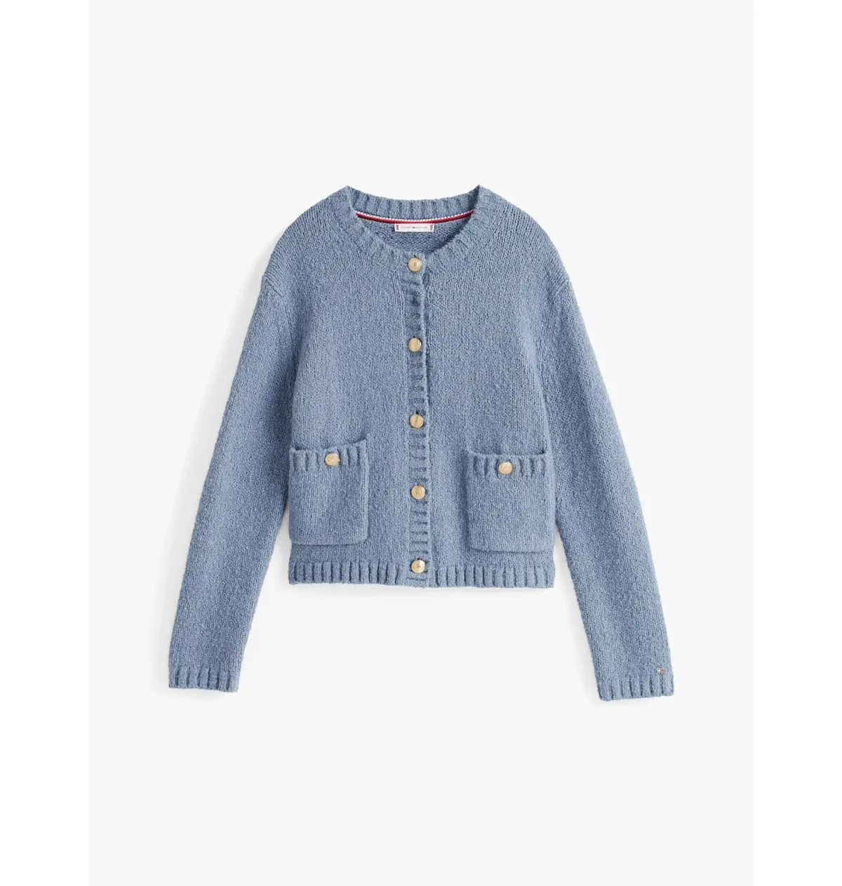 Tommy Hilfiger Gold-Tone Button Textured Cardigan Blue Size M/Au 10 - Image 5