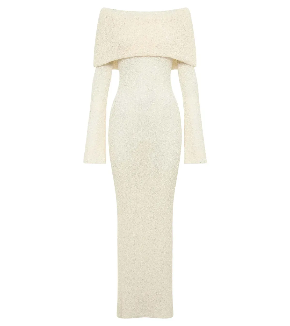 Meshki Marisol Off Shoulder Boucle Maxi Dress Cream Size 3XL / AU 18 - Image 4