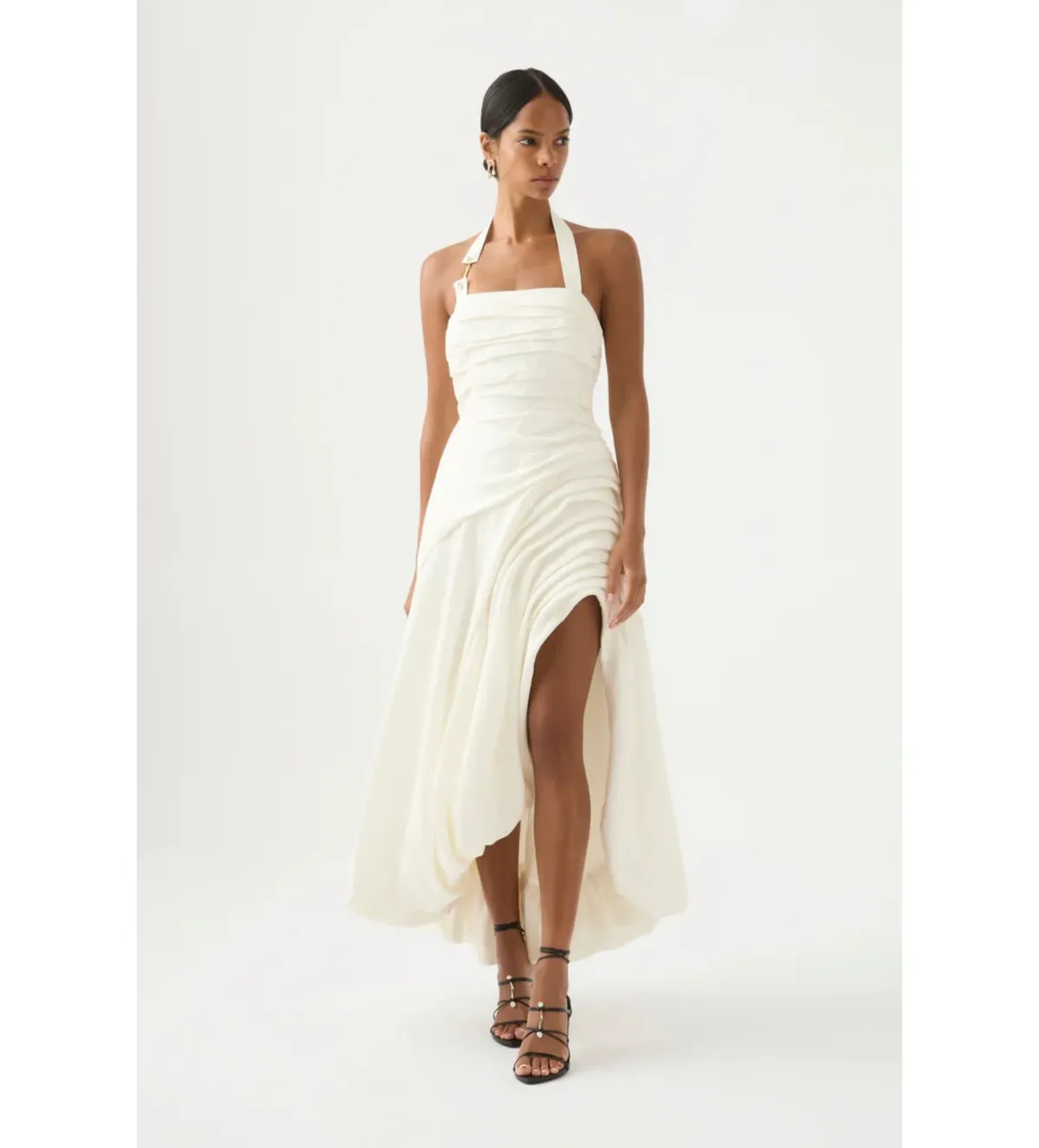 Aje Mika Draped Split Maxi Dress Cream Size 10 - Image 1
