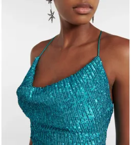 Rebecca Vallance Missing Hours Sequin Midi Dress Turquoise Size AU 6 for rent on The Volte - image 4
