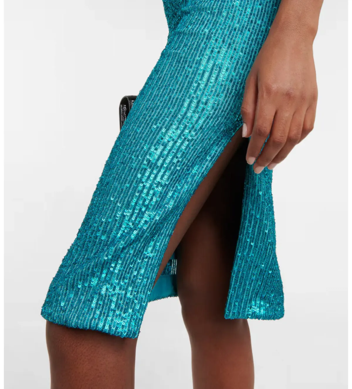 Rebecca Vallance Missing Hours Sequin Midi Dress Turquoise Size AU 6 - Image 5