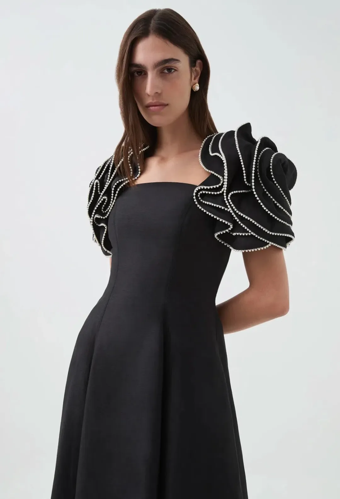 Aje Twyla Midi Dress Black Size AU 16 for rent on The Volte - main image