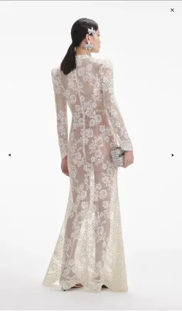 Self-Portrait White Rhinestone Lace Maxi Dress Size AU 10 for rent on The Volte - image 3