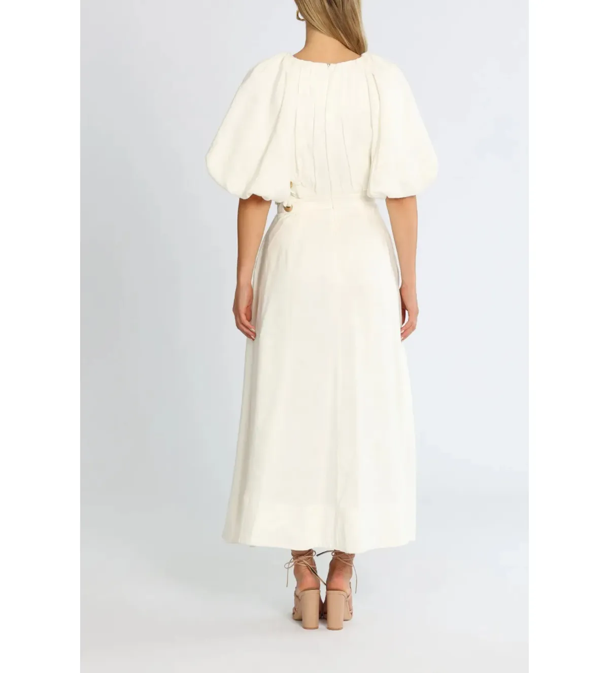 Aje Virtuous Asymmetrical Midi Dress in Ivory Size XXS / AU 4 - Image 3