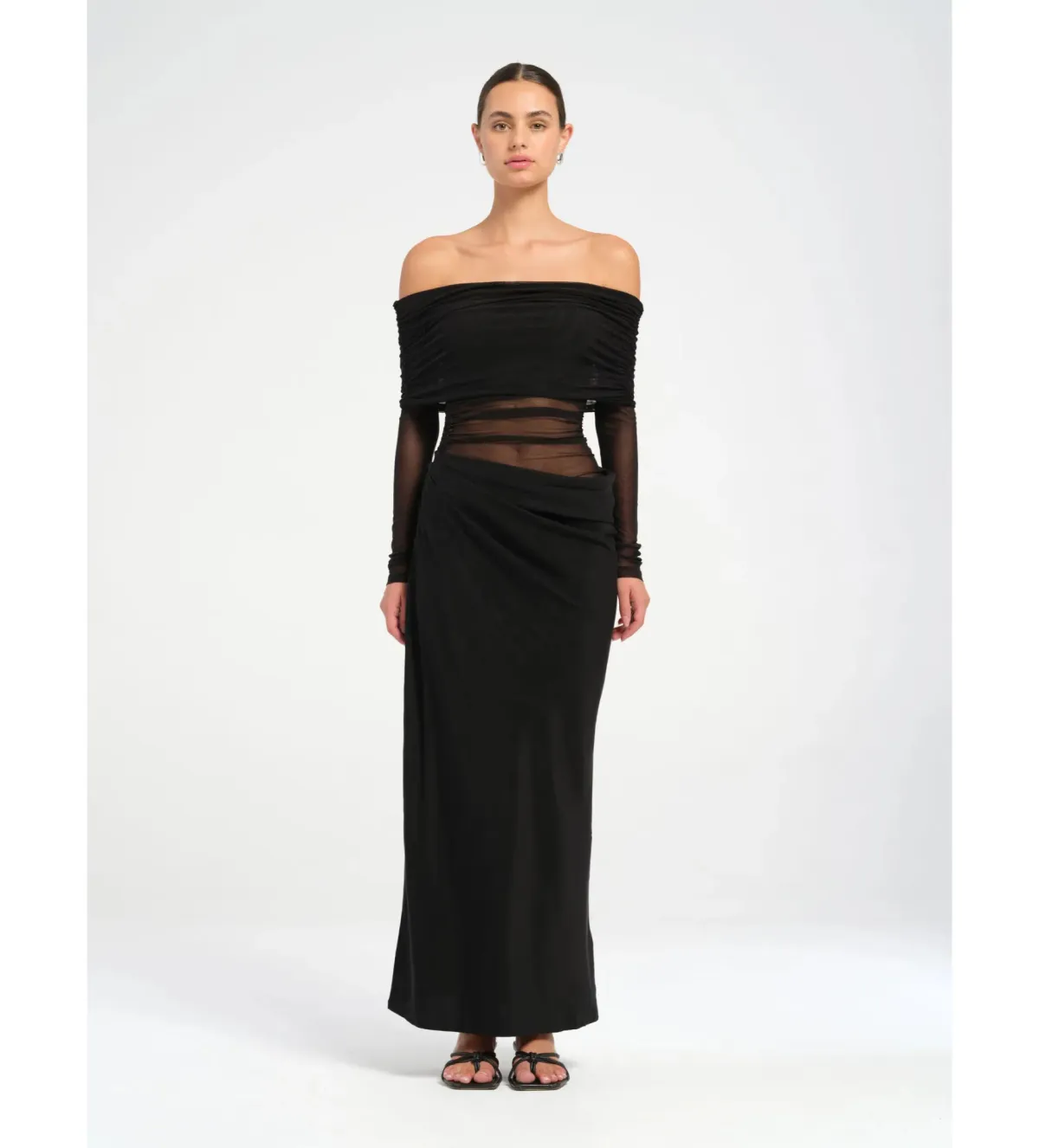 Benni Yasmin Off Shoulder Maxi Dress Black Size 6 for rent on The Volte - main image