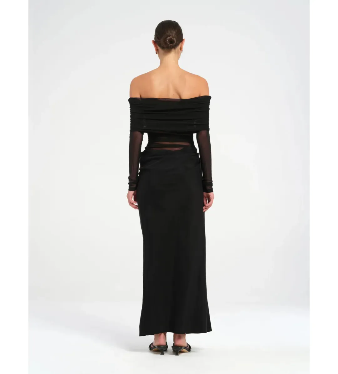 Benni Yasmin Off Shoulder Maxi Dress Black Size 6 for rent on The Volte - main image