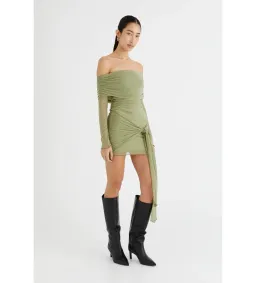 Benni Yasmine off the shoulder mini dress in green size AU 8 for rent on The Volte - image 2