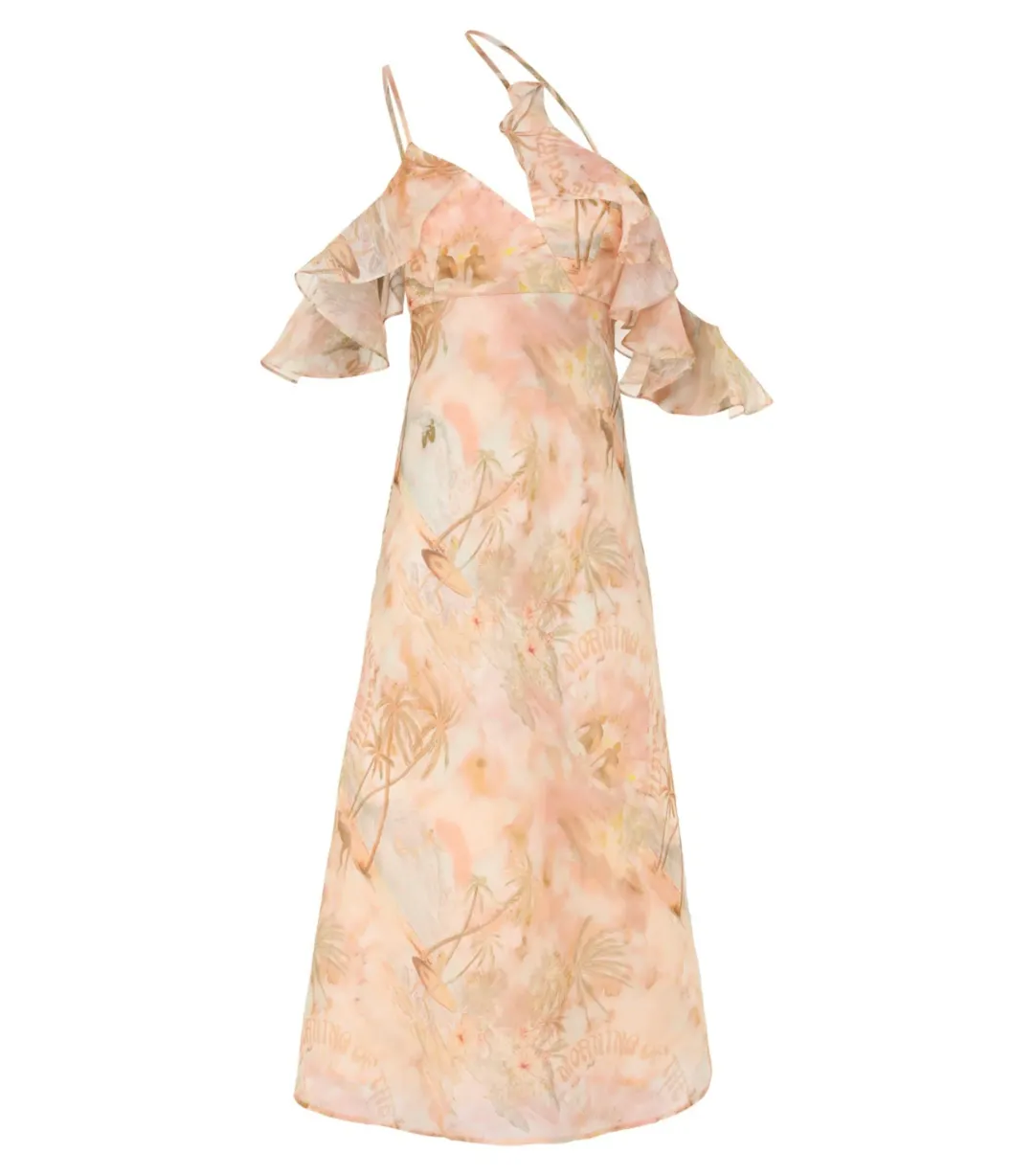 Zimmermann Illuminate Flutter Slip Dress in Guava Paradise Size 1 / AU 10 for rent on The Volte - main image