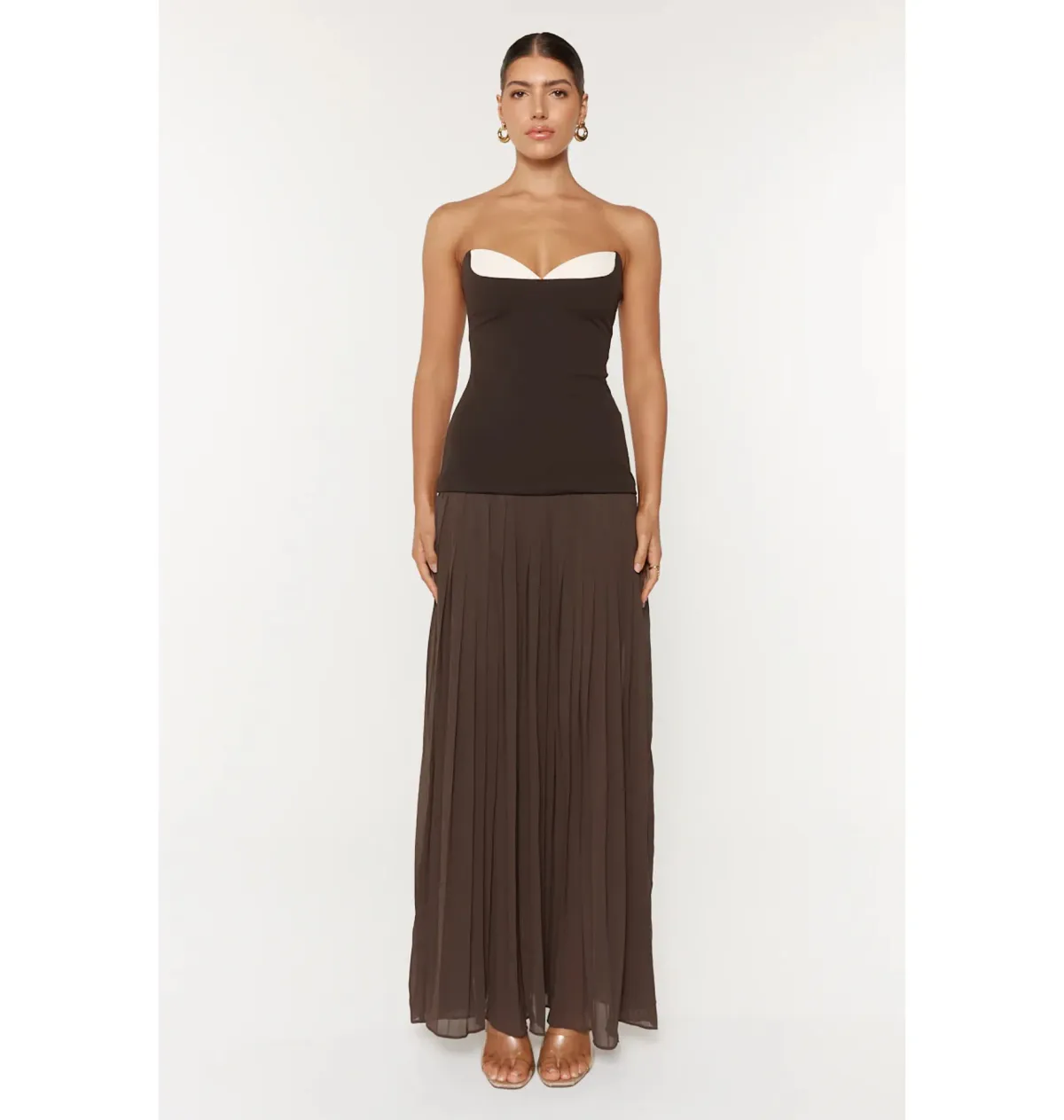 She is OLLÁ Nicolette Maxi Dress Espresso Size AU 6 - Image 1