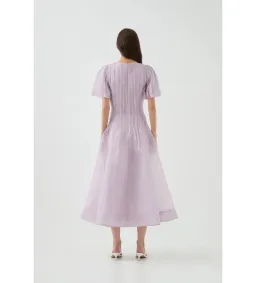 Aje Nova Pleated Midi Dress Lilac Size 10 for rent on The Volte - image 3