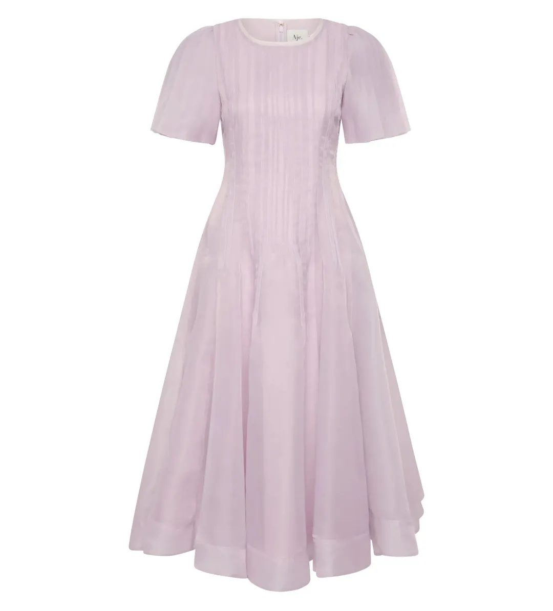 Aje Nova Pleated Midi Dress Lilac Size 10 for rent on The Volte - main image