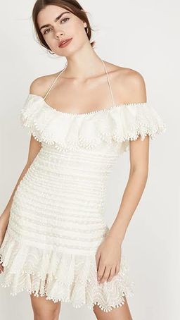 Zimmermann Super Eight Off The Shoulder Ruffled Pleated Mini Dress Ivory Size 0 / AU 8 for rent on The Volte - image 2