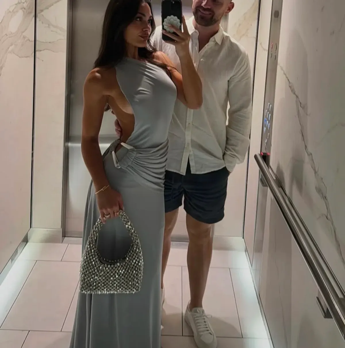 Ance Gria Gaia Gown in Silver Grey Size 8 - Image 3