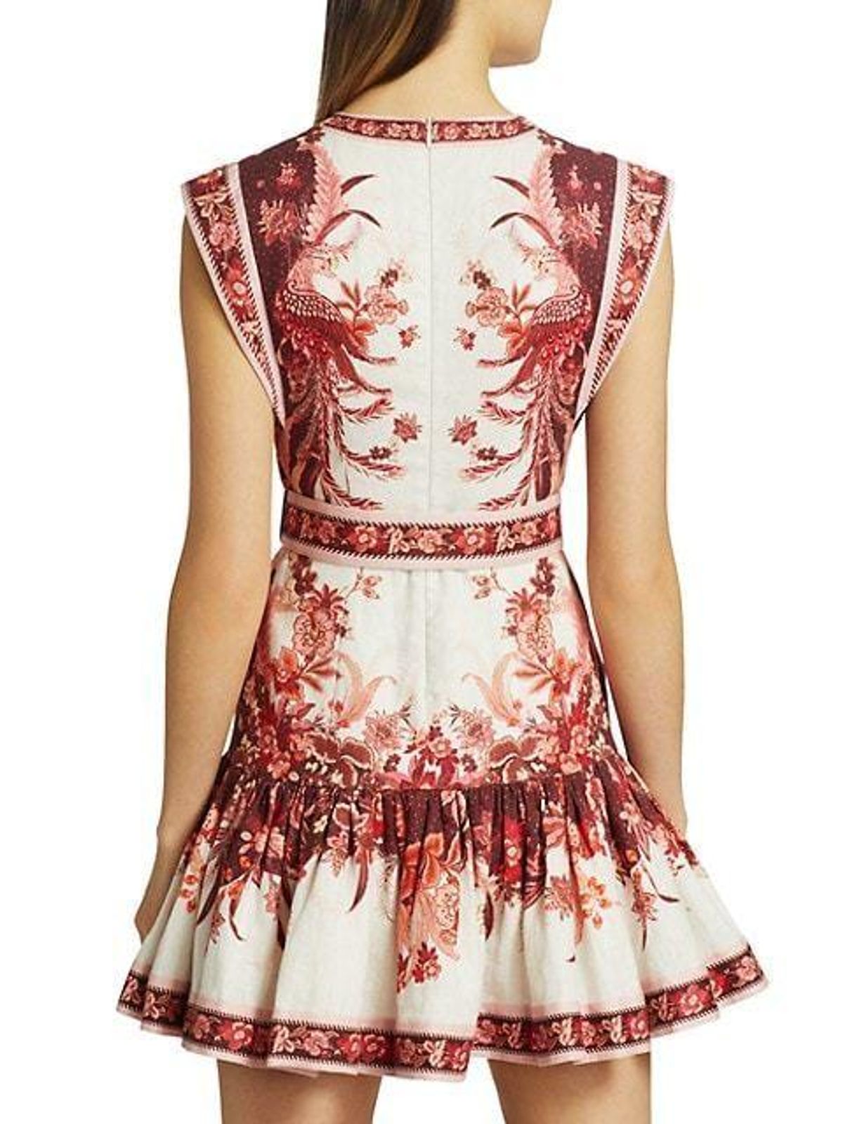 Zimmermann Wavelength Fluted Mini Dress Red Phoenix Size 0 / AU 8 - Image 3