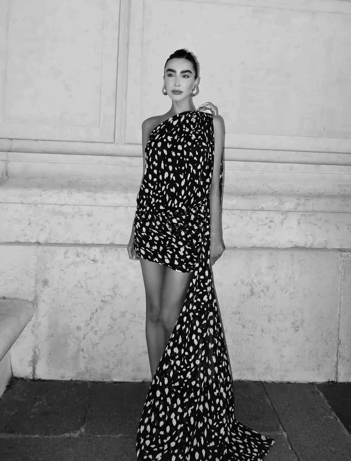 Leam Almes Dalmatian Print Chiffon Mini Dress with Metal Stone Size XS / AU 6 - Image 3