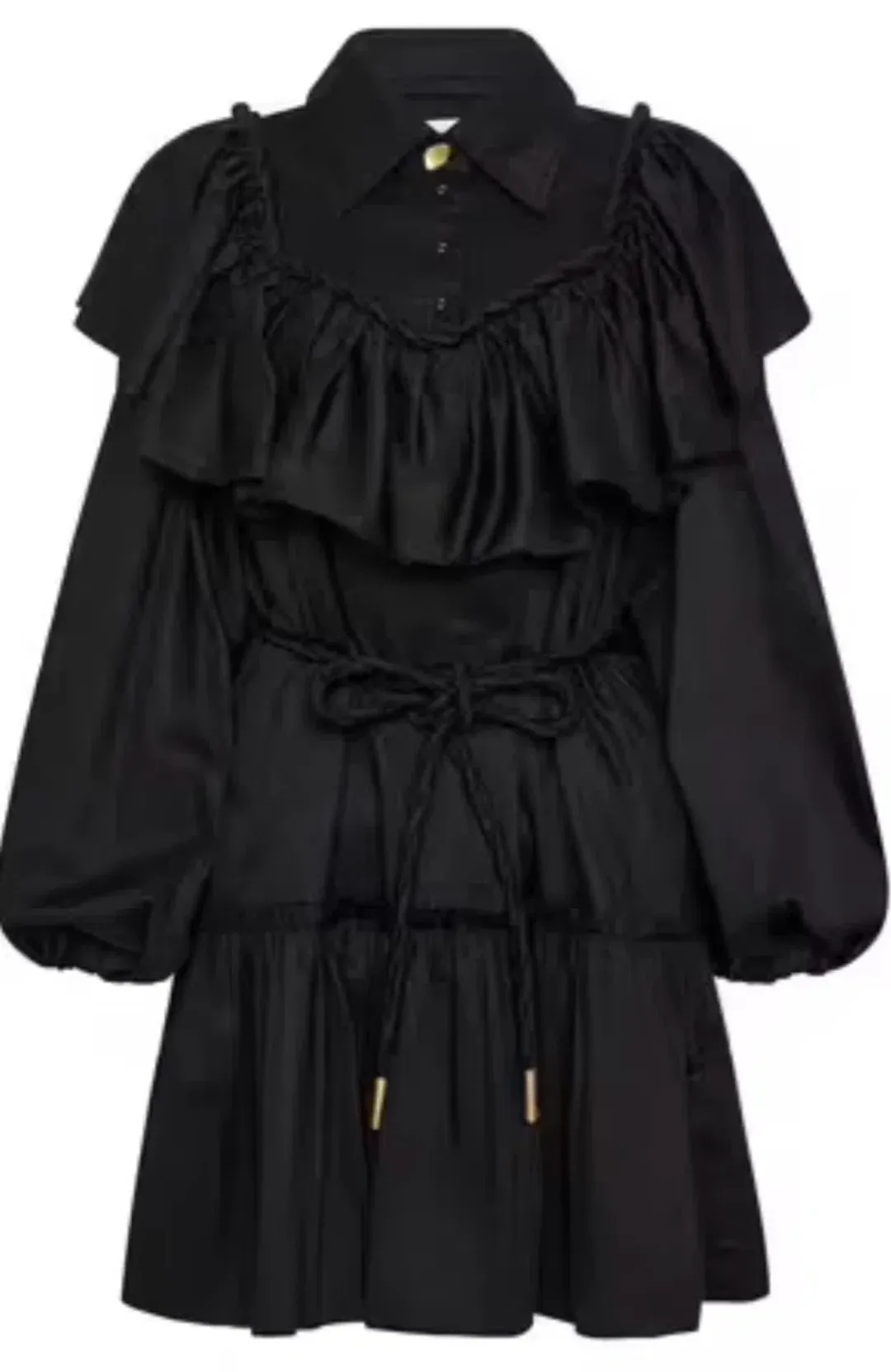 Aje Dahlia Flounce Long Sleeve Mini Dress in Black Size 12 for rent on The Volte - main image