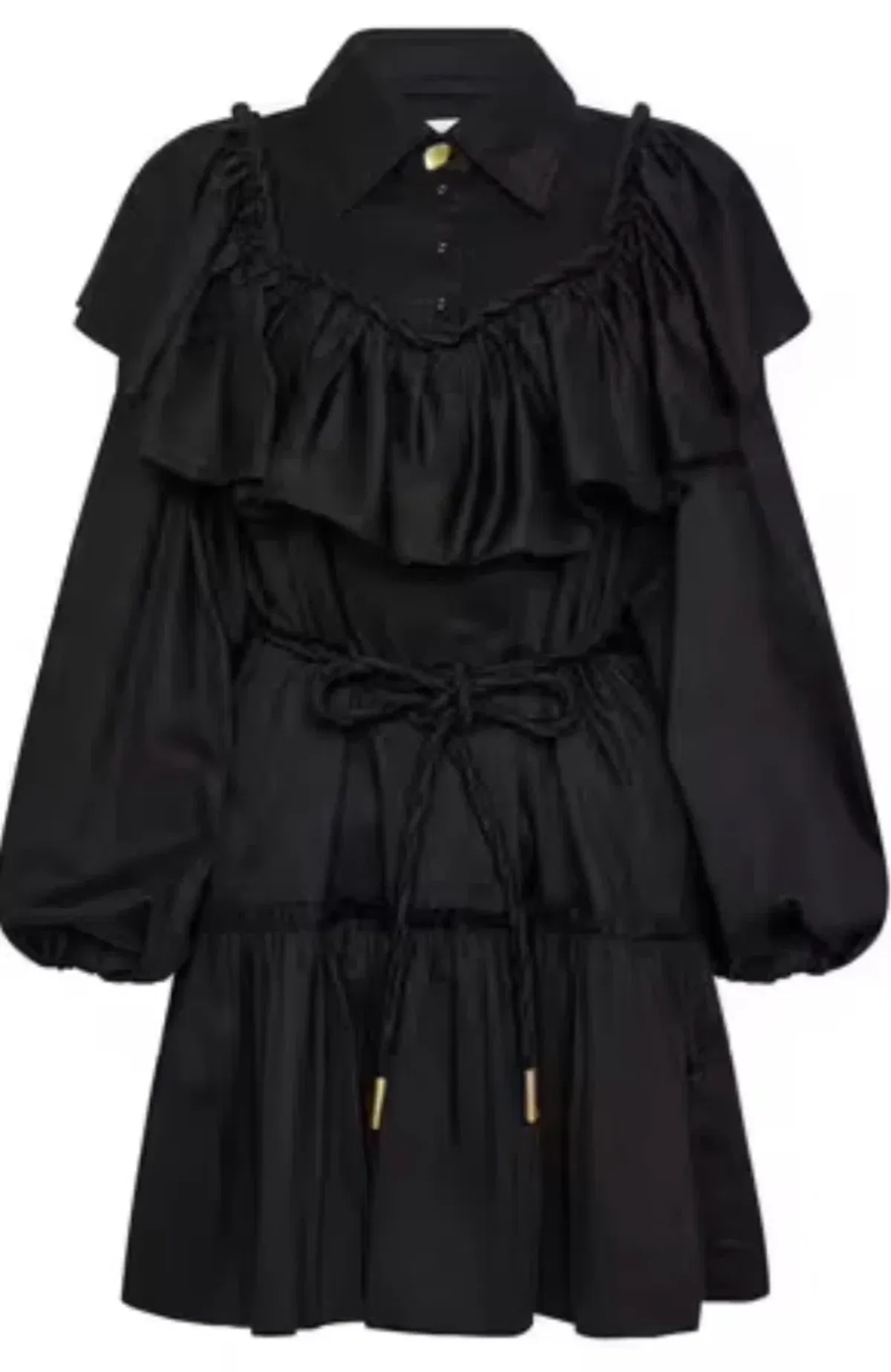 Aje Dahlia Flounce Long Sleeve Mini Dress in Black Size 12 - Image 7