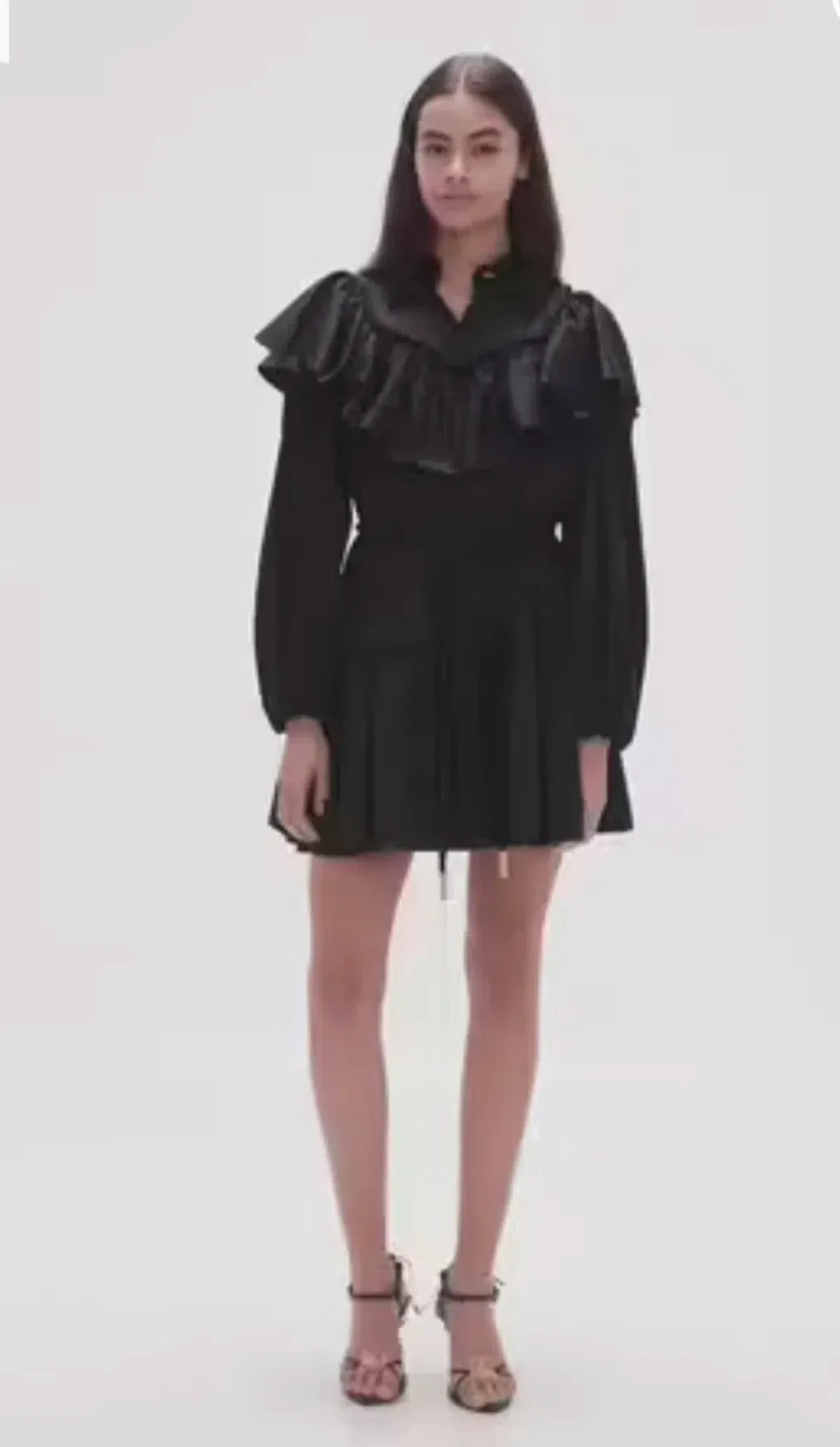 Aje Dahlia Flounce Long Sleeve Mini Dress in Black Size 12 - Image 5