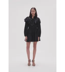 Aje Dahlia Flounce Long Sleeve Mini Dress in Black Size 12 for rent on The Volte - image 2