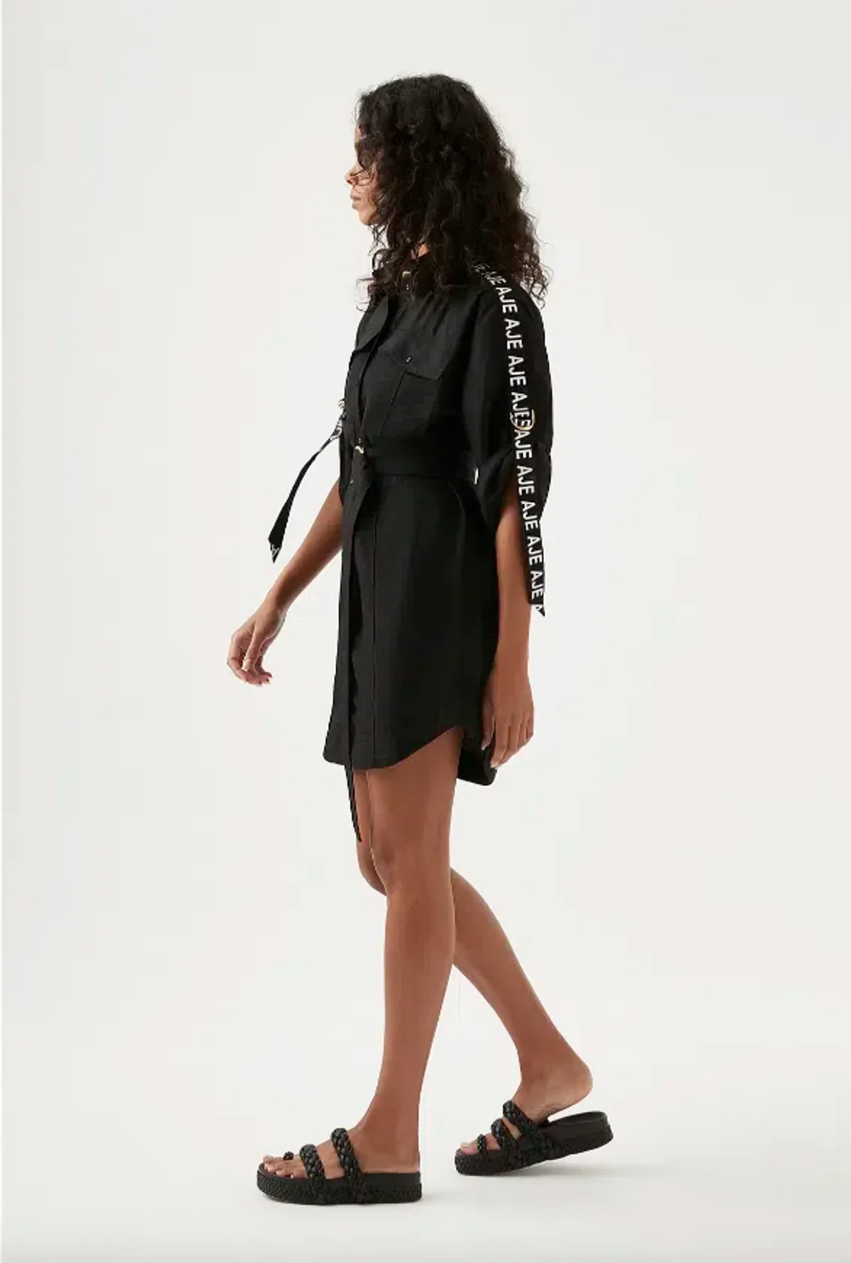 Aje Signal Logo Shirt Mini Dress Black Size 12 - Image 2