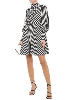 Zimmermann Zippy Cowl Short Dress Black Stripe Size 8 for rent on The Volte - image 1