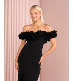 Azzurielle Farley Frill Off Shoulder Gown Black Size 8 for rent on The Volte - image 2