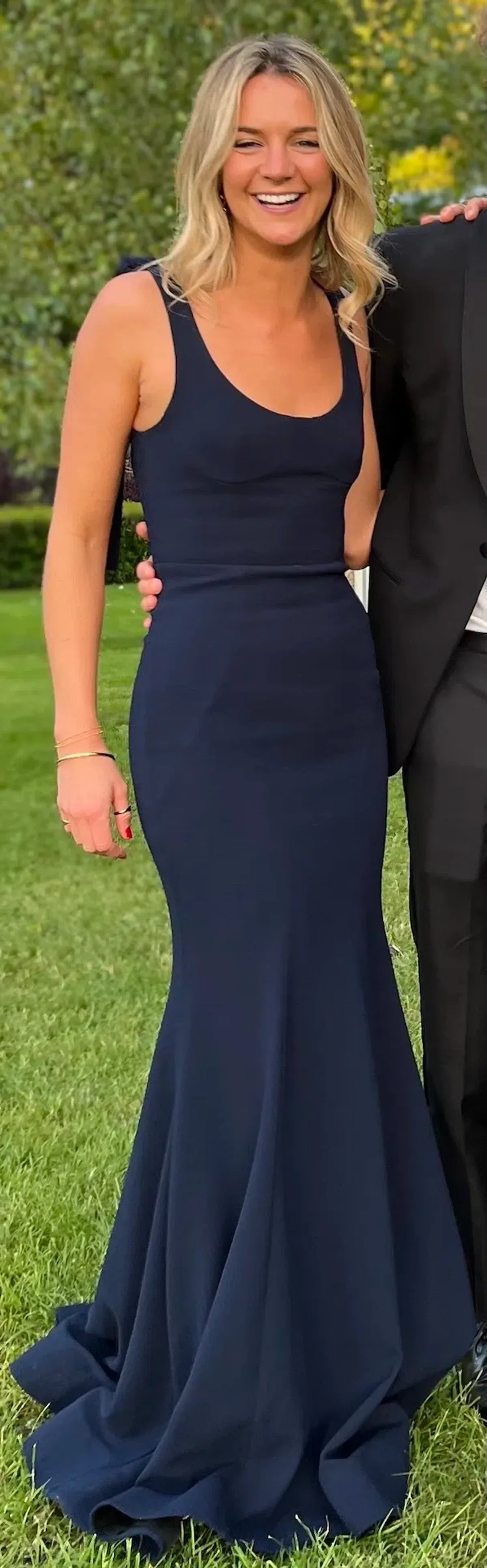 Rebecca Vallance Breakers Cutout Crepe Maxi Dress Navy Size AU 6 - Image 3