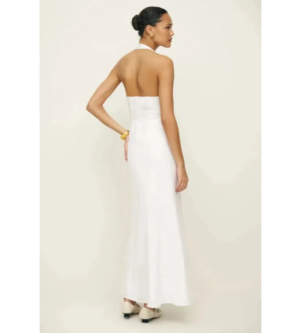 Reformation Delilah Linen Maxi Dress White Size 6 - Image 5