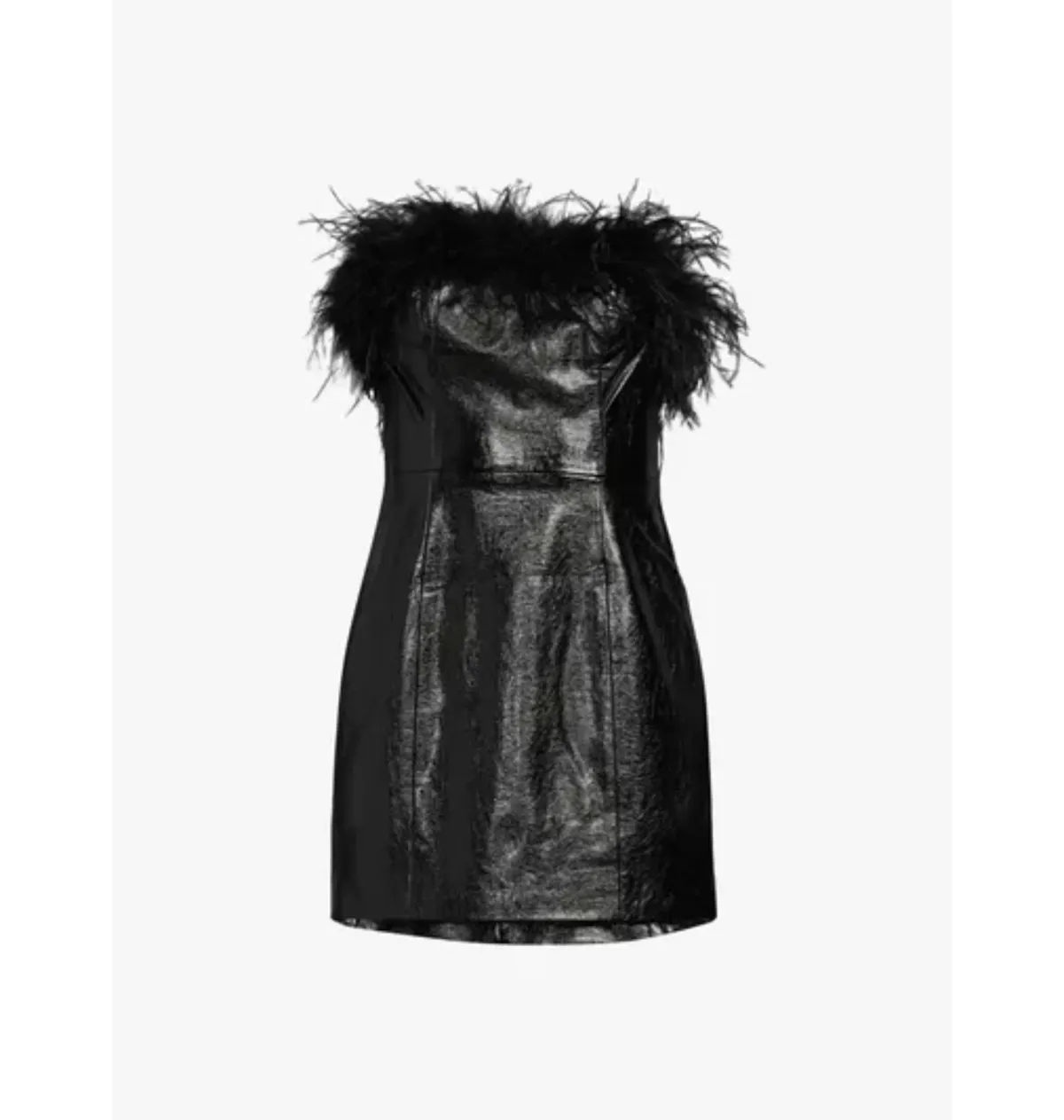 Kitri Poppy Vinyl and Feather Mini Dress Black Size AU 6 - Image 7