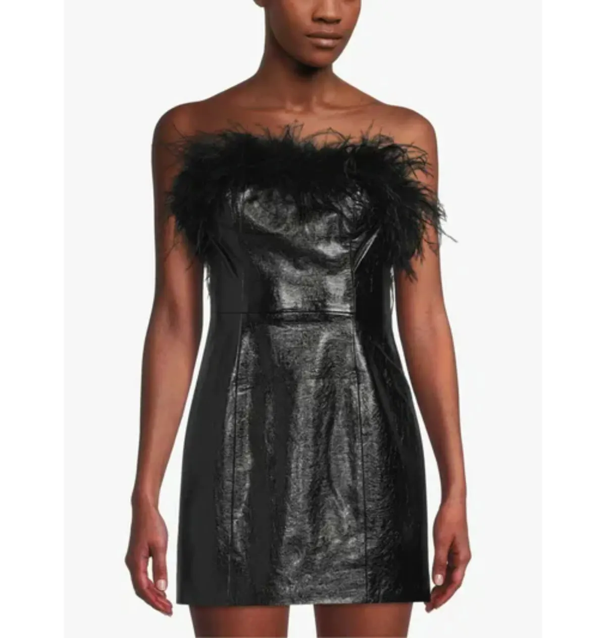 Kitri Poppy Vinyl and Feather Mini Dress Black Size AU 6 - Image 2