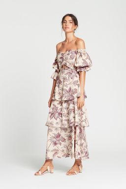 Sir The Label Avery Cut Out Gown Midi Brown Print Size AU 6 for rent on The Volte - image 1