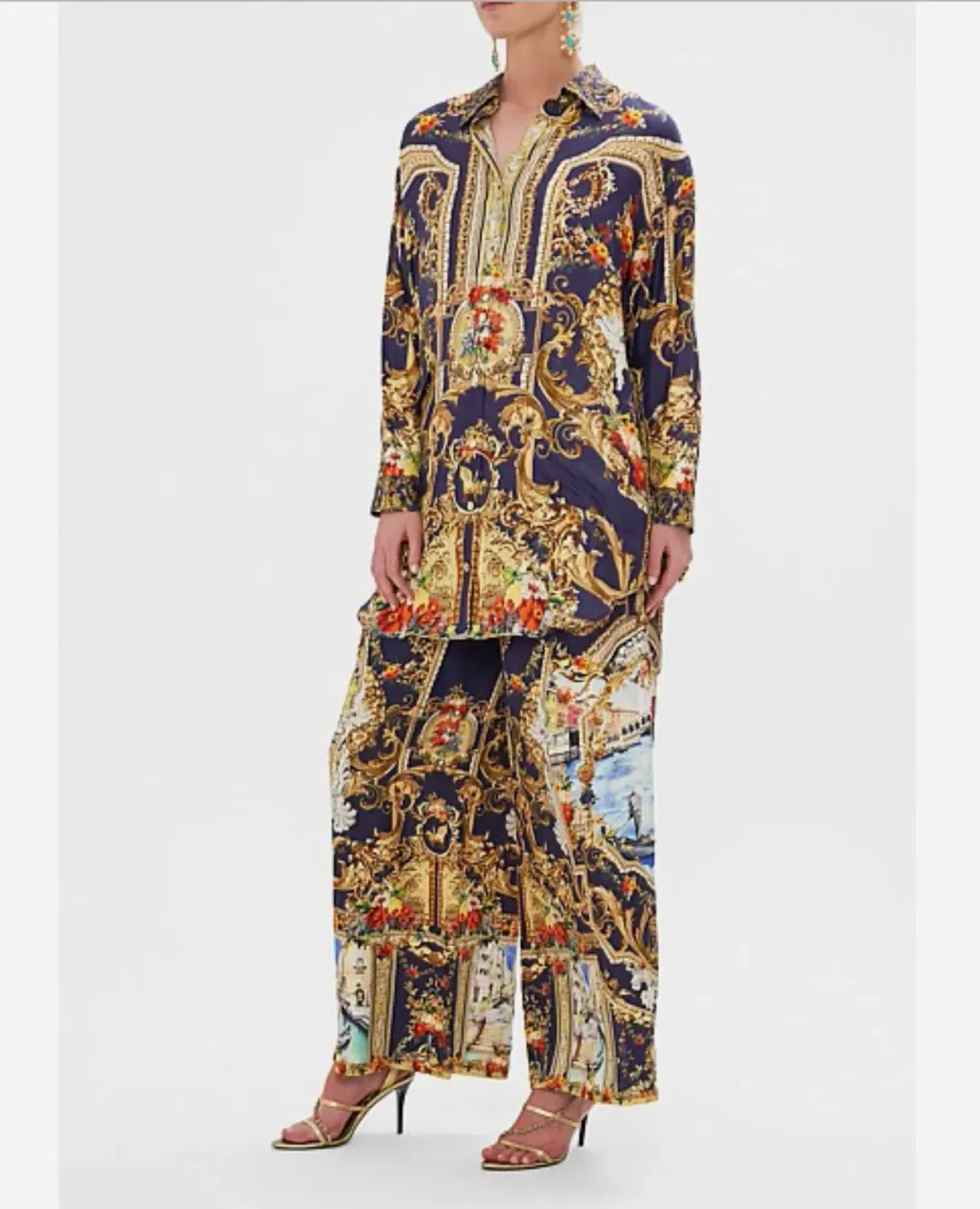 Camilla Venice Vignette Silk Shirt & Pants Size 10 for rent on The Volte - main image