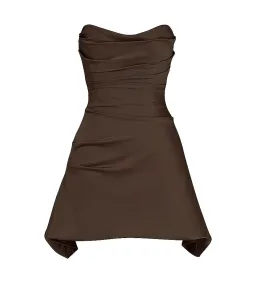 House of CB Jasmine Draped Strapless Corset Mini Dress Chocolate Size S/AU 8 for rent on The Volte - image 6