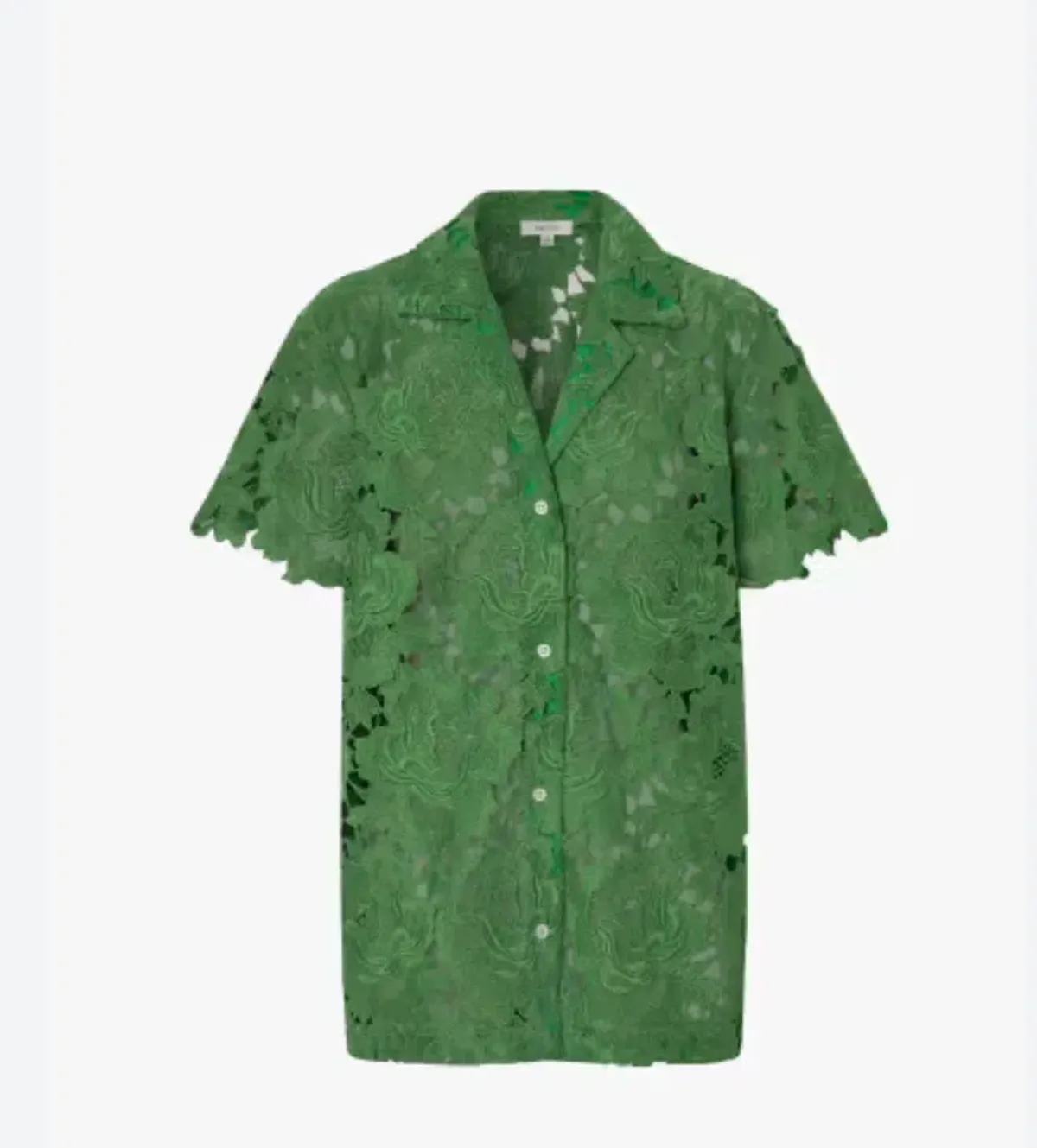 Oroton Lace Camp Shirt in Green in Size AU 14 - Image 4