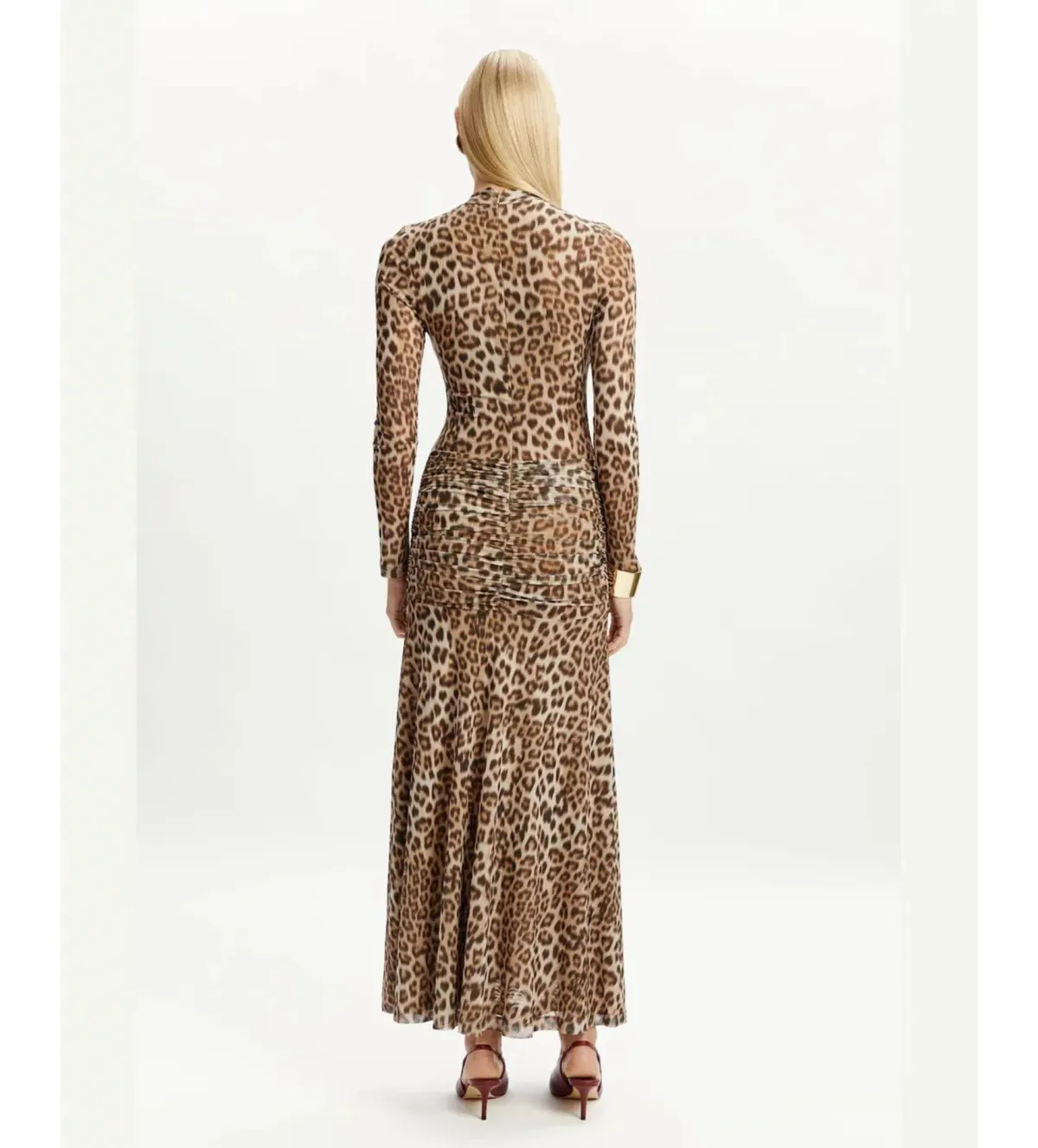 Bardot Lea Printed Mesh Midi Dress in Brown Leopard Size 10/M - Image 3