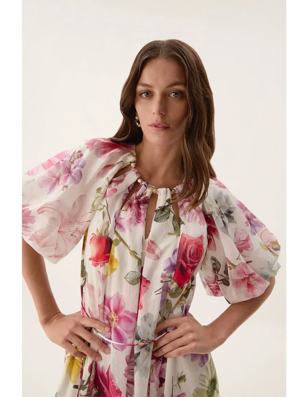 Aje Fleur Midi Dress Collage Floral Size AU 10 for rent on The Volte - main image