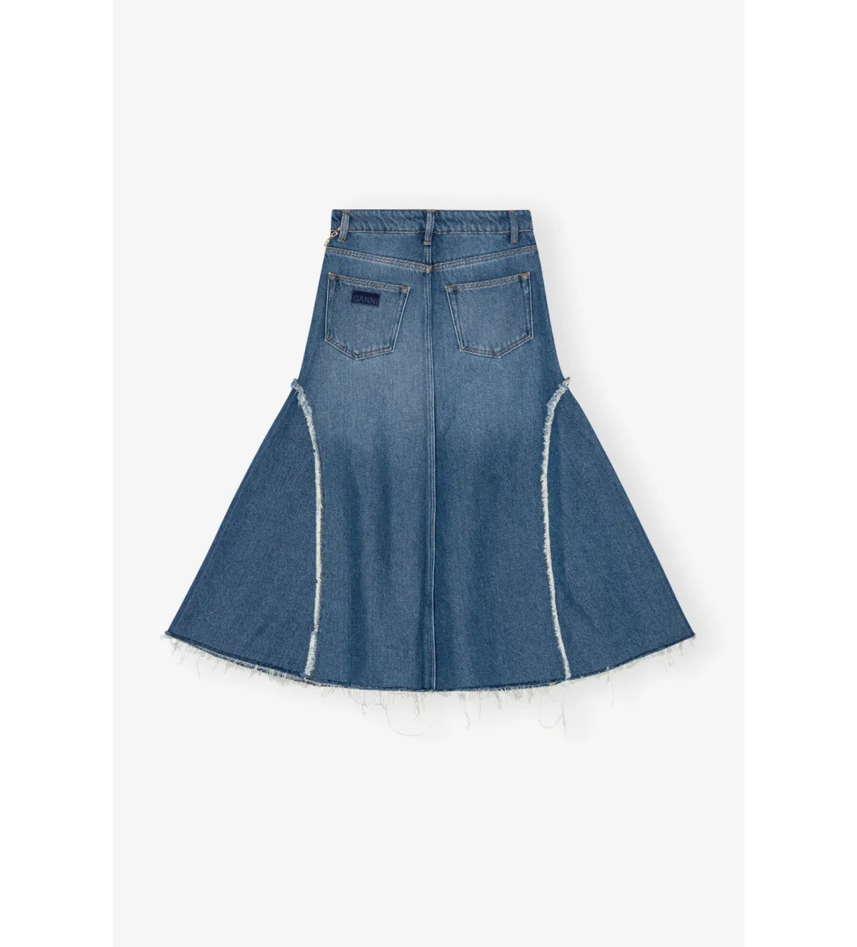 Ganni Blue Midi Skirt Mid Blue Stone Size 38/Au 10 - Image 6