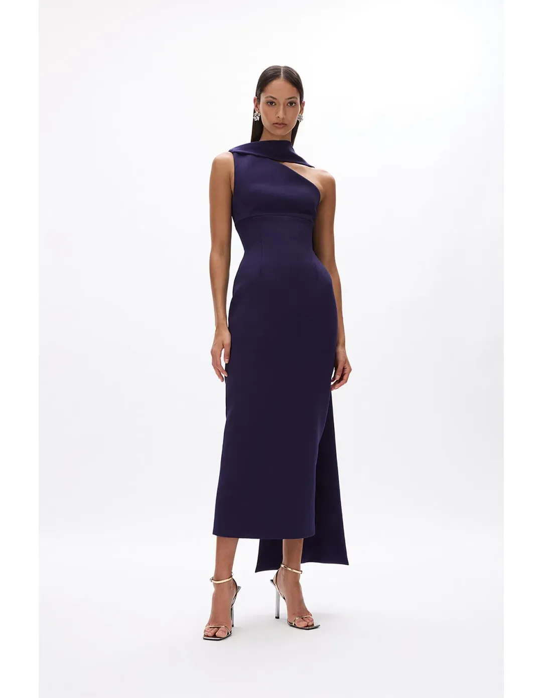 Rachel Gilbert Clara Midi Dress Dark Indigo Dark Purple Size 1 / Size AU 8 for rent on The Volte - main image