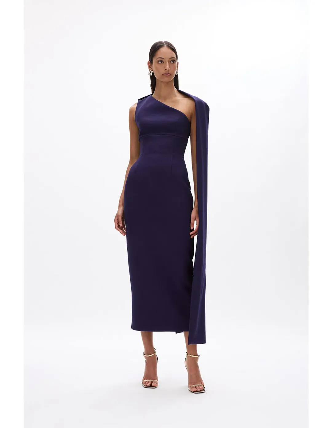 Rachel Gilbert Clara Midi Dress Dark Indigo Dark Purple Size 1 / Size AU 8 for rent on The Volte - main image